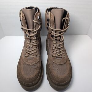 Zara Tan Suede & Mesh Combat Boots